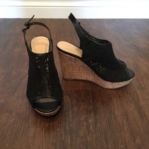 Black Crochet Lace Wedges